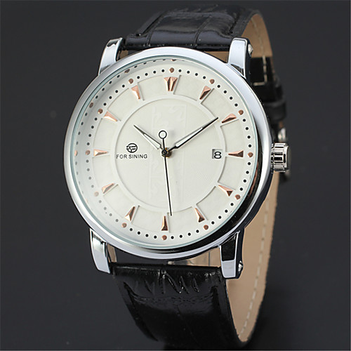 

FORSINING Men's Wrist Watch Automatic self-winding Leather 30 m Calendar / date / day Cool Analog Casual Fashion - White / Silver Rose Gold / White Black / Rose Gold