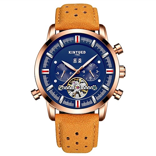 

Men's Casual Watch Fashion Watch Skeleton Watch Automatic self-winding Genuine Leather Black / Brown Water Resistant / Waterproof Calendar / date / day Chronograph Analog Luxury Classic Casual - Blue
