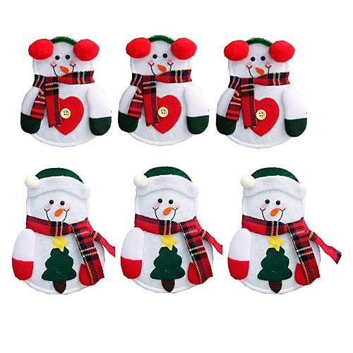 

6шт снеговик Санта Клаус лосик столовые приборы держатели карманы ножи вилки посуда сумки рождественский обеденный стол