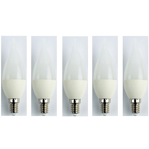 

5 шт. 3 W 225 lm E14 Круглые LED лампы C35 5 Светодиодные бусины SMD 3528 Холодный белый 110-240 V