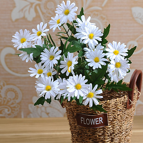

Artificial Flowers 1 Branch Pastoral Style Daisies Tabletop Flower