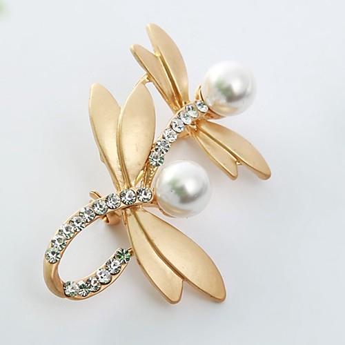 

Women's Brooches Dragonfly Animal Ladies Sweet Imitation Pearl Imitation Diamond Brooch Jewelry Gold Silver For Daily