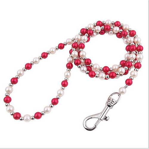 

Cat Dog Leash Portable Folding Lolita Other Material Beads Red White