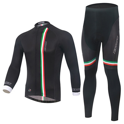 

Men's Long Sleeve Cycling Jersey with Tights Black Solid Color Bike Clothing Suit Windproof Quick Dry Winter Sports Solid Color Mountain Bike MTB Road Bike Cycling Clothing Apparel