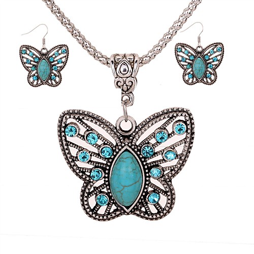 

Women's Turquoise Drop Earrings Necklace Butterfly Ladies Vintage Fashion Elegant Elizabeth Locke Turquoise Earrings Jewelry Silver For Daily