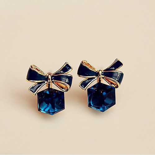

Women's Sapphire Crystal Stud Earrings Geometrical Ladies Sweet Elegant Crystal Earrings Jewelry Royal Blue For Party Gift