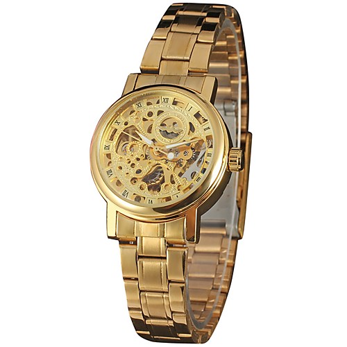 

WINNER Women's Skeleton Watch Wrist Watch Gold Watch Automatic self-winding Stainless Steel Silver / Gold 30 m Hollow Engraving Analog Ladies Vintage Casual Fashion Elegant - Gold Silver