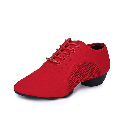

Жен. Оксфорд / Тюль Обувь для модерна Кроссовки / С раздельной подошвой На низком каблуке Черный / Красный