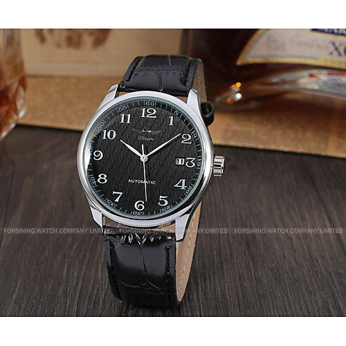 

WINNER Men's Wrist Watch Automatic self-winding Leather Black 30 m Calendar / date / day Analog Vintage Casual Fashion Dress Watch - White Black / Stainless Steel