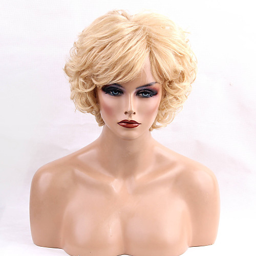 

Human Hair Wig Medium Length Kinky Curly Kinky Curly Side Part Machine Made Women's Black#1B Medium Auburn Strawberry Blonde / Light Blonde 12 inch