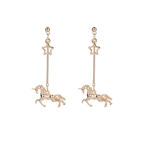 

Women's Drop Earrings Long Horse Unicorn Ladies Simple Vintage Rock Earrings Jewelry Gold For Going out Bar 2pcs