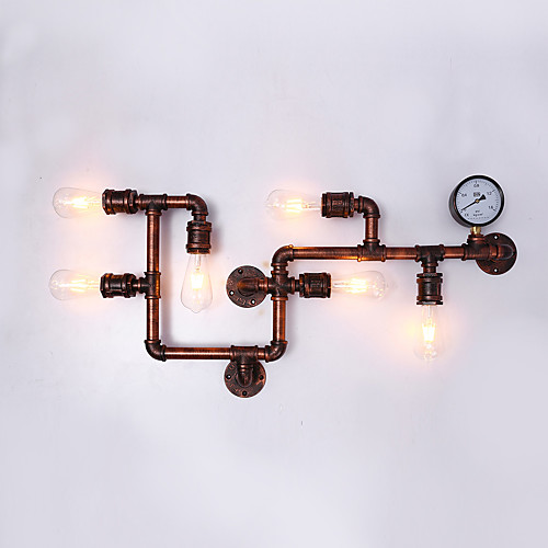 

ретро промышленный стиль металлический настенный светильник столовая игровая комната и бар 6-светлый водопроводный настенный светильник
