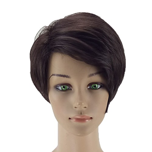 

Synthetic Wig Straight Straight Wig Short Dark Brown Synthetic Hair Women's Side Part Brown hairjoy