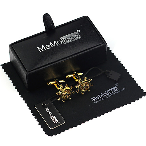 

Cufflinks Ship Gift Boxes & Bags Travel Brooch Jewelry Golden For Formal Festival