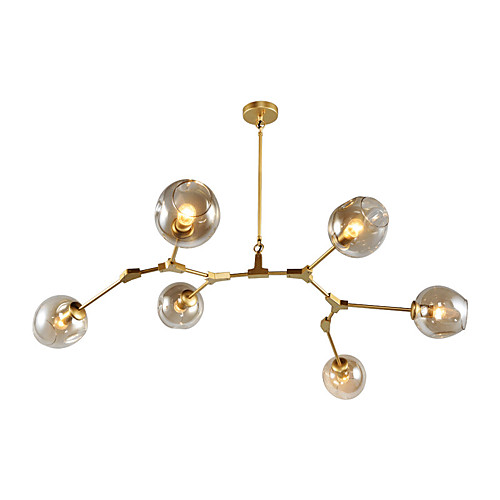 

6-голова северная Европа старинные золотые люстры стеклянные молекулы подвесные светильники гостиная спальня столовая