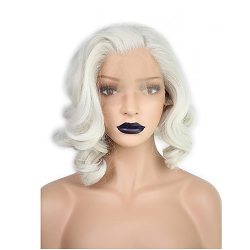 

Synthetic Lace Front Wig Wavy Water Wave Kardashian Water Wave Wavy Bob Pixie Cut Lace Front Wig Blonde Short Medium Length White Synthetic Hair Women's Natural Hairline Side Part Blonde White