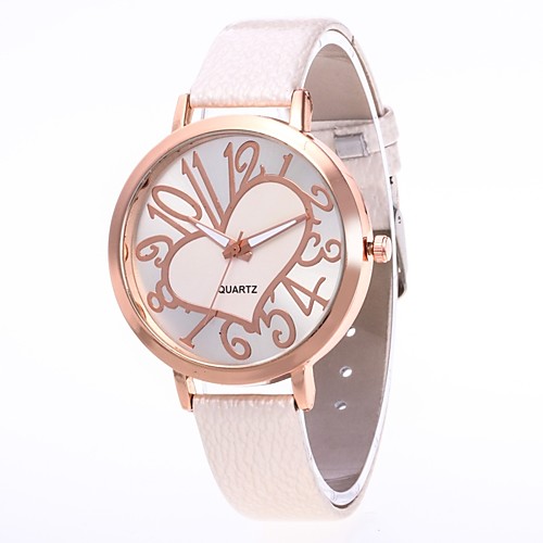 

Women's Wrist Watch Quartz Quilted PU Leather Black / White / Blue N / A Analog Ladies Heart shape Casual Fashion - Red Pink Khaki One Year Battery Life / Jinli 377