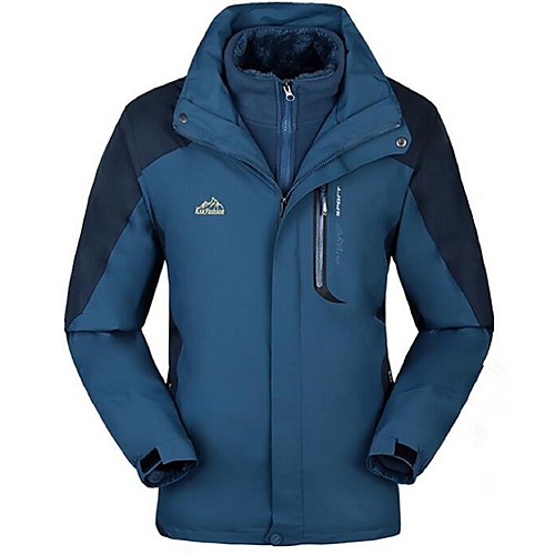 

Men's Hiking 3-in-1 Jackets Winter Outdoor Windproof 3-in-1 Jacket Winter Jacket Full Length Visible Zipper Camping / Hiking Ski / Snowboard Climbing Navy / Army Green / Red Hiking Jackets Camping
