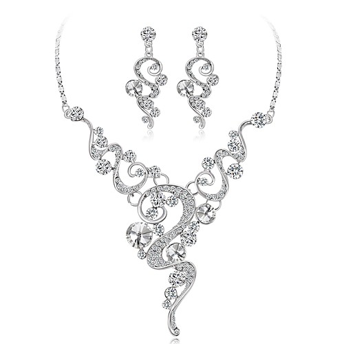 

Women's Diamond Cubic Zirconia tiny diamond Jewelry Set Geometrical Flower Ladies Elegant Zircon Silver Plated Earrings Jewelry Silver For Wedding Evening Party