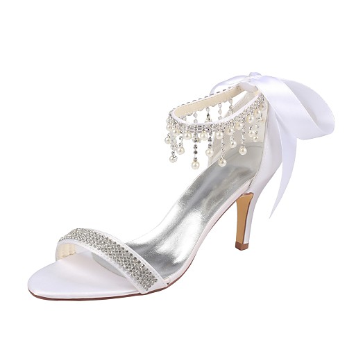 

ador женская обувь летние туфли на высоком каблуке из атласа свадебные туфли на высоком каблуке туфли на шпильках с открытым носком кристалл / жемчужно-белый / вечеринка& вечер
