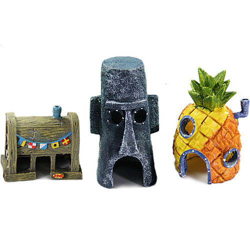 

Fish Tank Aquarium Decoration Fish Bowl Ornament Yellow Cartoon Resin Three-piece Suit 9.5 cm