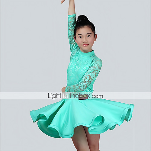 фото Детская одежда для танцев инвентарь выступление нейлон кружева длинный рукав средняя талия юбки кофты Lightinthebox