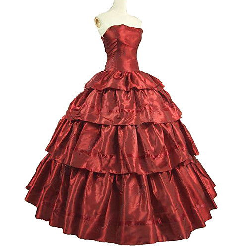 

Shrugs Rococo Victorian Costume Dress Outfits Masquerade Red Vintage Cosplay Taffeta Short Sleeve Puff / Balloon Sleeve Ankle Length Ball Gown