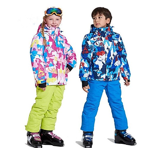 фото Wild snow мальчики девочки лыжная куртка и брюки катание на лыжах разные виды спорта снежные виды спорта с защитой от ветра теплый вентиляция полиэстер сетка наборы одежды одежда для катания на лыжах lightinthebox