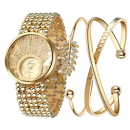 

Women's Luxury Watches Bracelet Watch Gold Watch Gold Chronograph Luminous Imitation Diamond Analog Ladies Luxury Sparkle Elegant - Gold One Year Battery Life / Stainless Steel / Large Dial