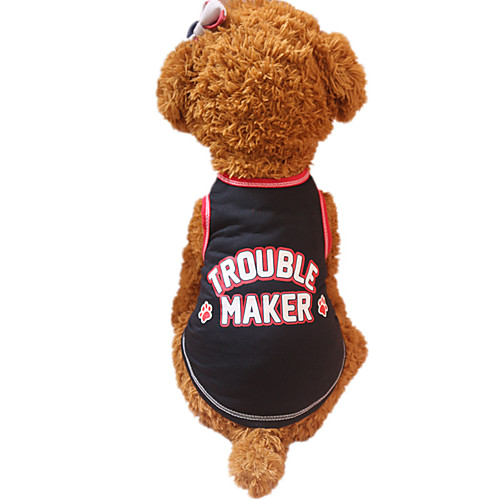 

Dog Vest Dog Clothes Breathable Black Red Costume Cotton Letter & Number Fashion XS S M L