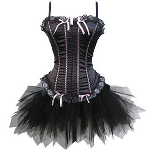 

Women's Lace Up Overbust Corset / Corset Set - Solid Colored, Ruffle Black L XL XXL / Going out