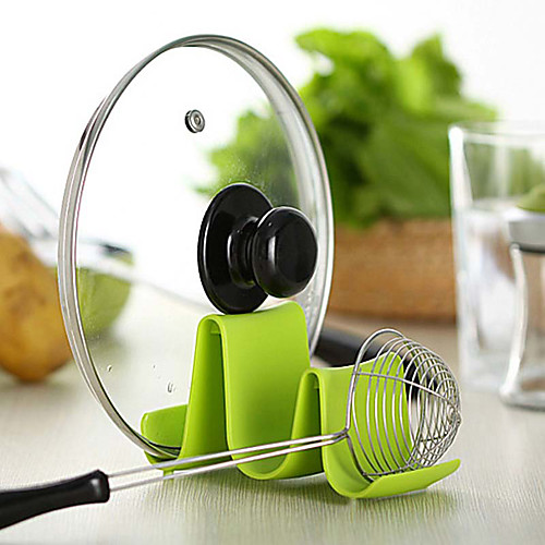 

Plastic Wave Shape Pot Pan Cover Lid Shell Stand Holder Racks Spoon Storage Rack