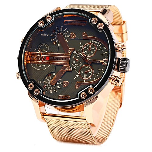 

JUBAOLI Men's Wrist Watch Quartz Oversized Stainless Steel Rose Gold Cool Large Dial Analog LightBlue Yellow Green
