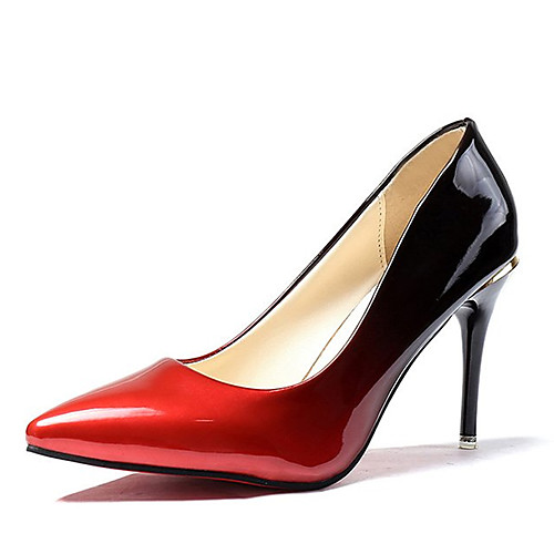 

Women's Heels High Heel Pointed Toe PU(Polyurethane) Comfort Spring / Fall Gray / Red / Color Block / EU39