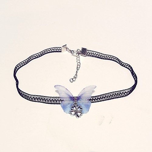 

Women's Choker Necklace Butterfly Ladies Classic Fashion Lace Alloy Light Blue Necklace Jewelry One-piece Suit For Daily