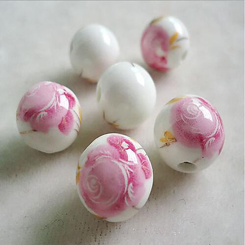 

DIY Jewelry 10 pcs Beads Terra-cotta Fuchsia Red Blue Light Brown Light Pink Round Bead 1 cm DIY Necklace Bracelet