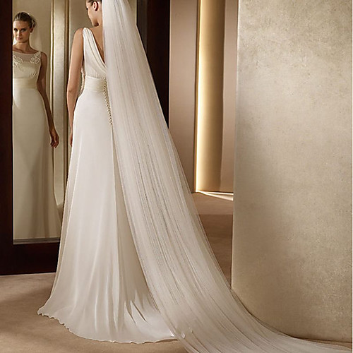 

Two-tier Simple / Unique Design Wedding Veil with Appliques Elastane / Drop Veil