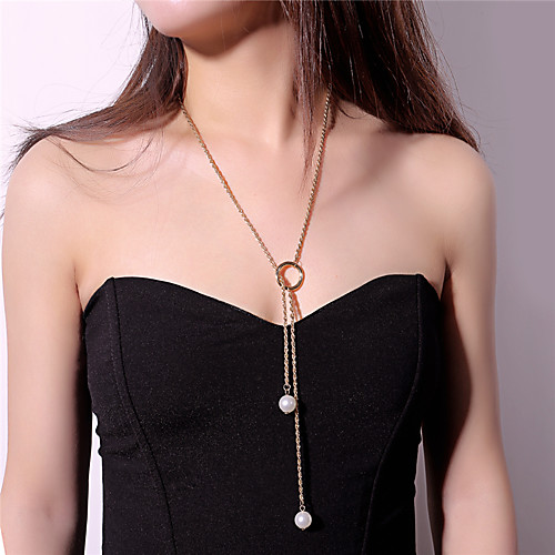 

Women's Pendant Necklace Long Necklace Lariat Karma Necklace Heart Ladies Imitation Pearl Alloy Gold Silver Necklace Jewelry For Party Bar