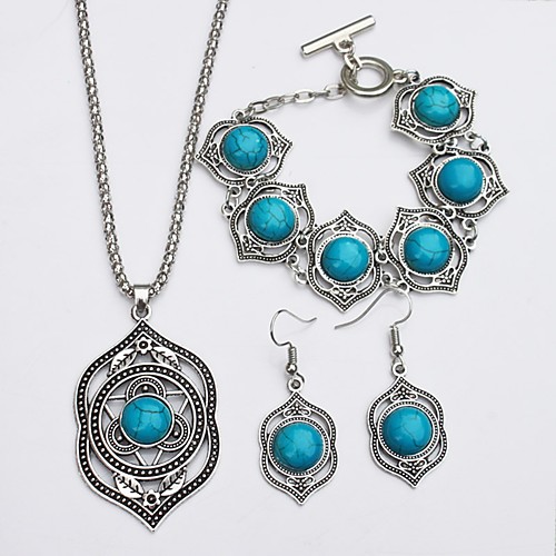 

Women's Turquoise Drop Earrings Necklace Ladies Simple Ethnic western style Turquoise Earrings Jewelry Green For Daily