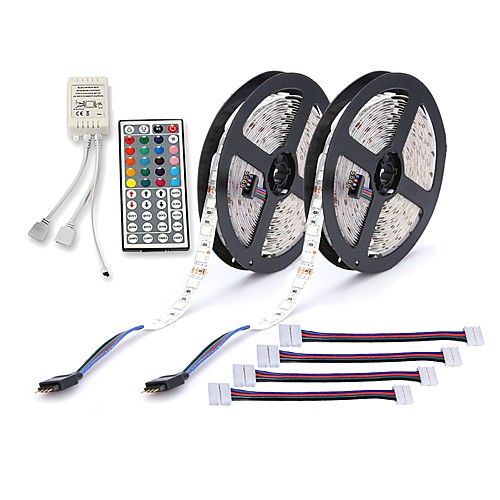 

ZDM 2x5M 150x5050 10mm RGB LED Tiktok LED Strip Lights 44Key IR Controller with 4 Connectors RGB Cuttable Self-adhesive