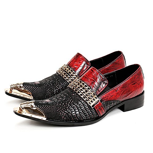 

Men's Novelty Shoes Dress Shoes Spring / Fall Vintage / British Wedding Party & Evening Loafers & Slip-Ons Walking Shoes Nappa Leather Wear Proof Dark Red Color Block / EU41