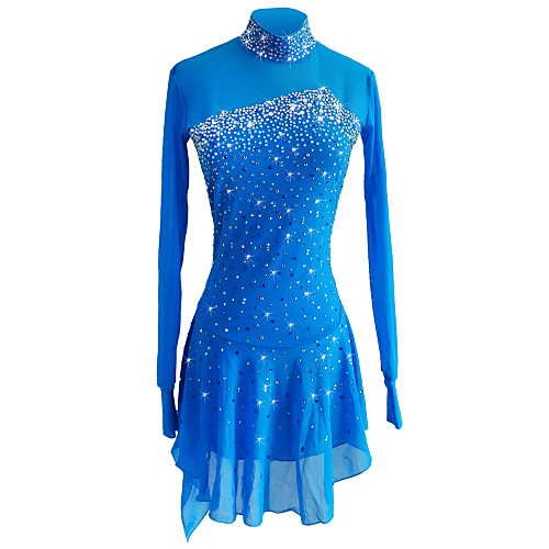 фото Платье для фигурного катания жен. девочки катание на коньках платья небесно-голубой спандекс эластичная пряжа эластичная соревнование одежда для фигурного катания пайетки длинный рукав Lightinthebox