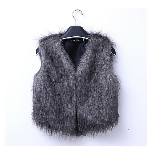 

Women's Daily Spring / Winter Short Vest, Solid Colored V Neck Sleeveless Rex Rabbit Fur Dark Gray / Gray / Khaki