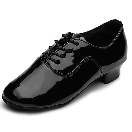 

Latin Shoes / Ballroom Shoes Patent Leather Lace-up Heel Cuban Heel Customizable Dance Shoes Black