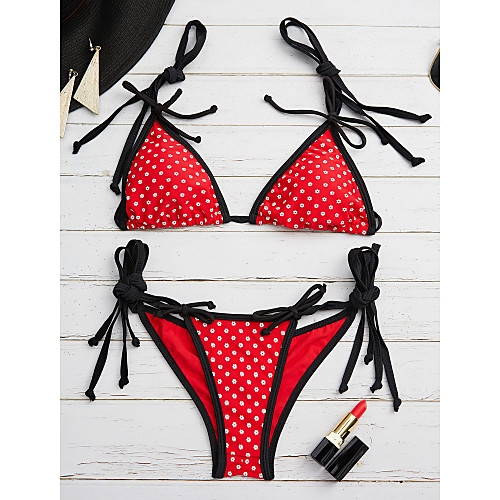 

Women's Dot Retro Halter Neck Red Pant Bikini Swimwear - Multi Color Stylish Mixed Color M L XL Red / 2pcs