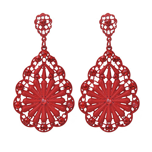 

Women's Drop Earrings Floral / Botanicals Flower Ladies Fashion Imitation Diamond Earrings Jewelry Red / Blue / Dark Pink For Going out Work