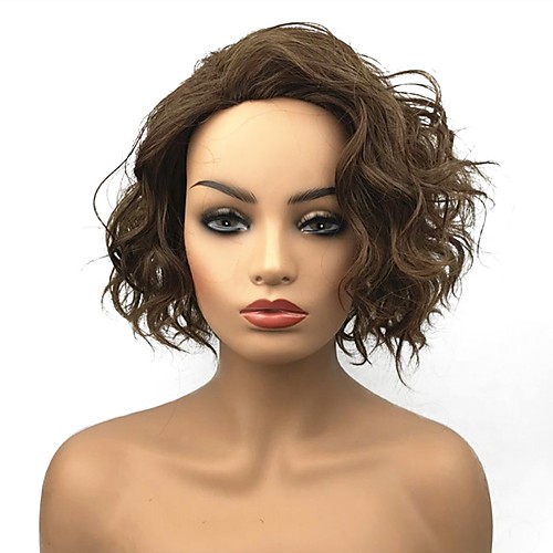 

Synthetic Wig Curly Curly Wig Short Light Brown Synthetic Hair Women's Brown StrongBeauty