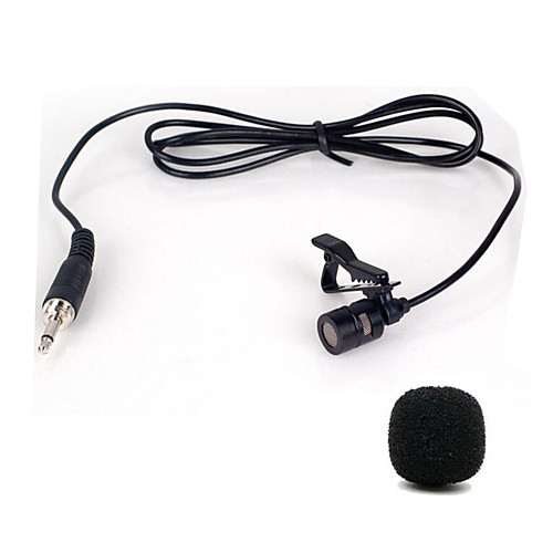 

мини портативный клип на отворот lavalier громкой связи 3,5 мм разъем конденсаторный проводной микрофон микрофон, Черный