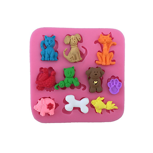 

мультфильм животные кошки собаки кости силиконовые формы торт кондитерские изделия шоколадные конфеты