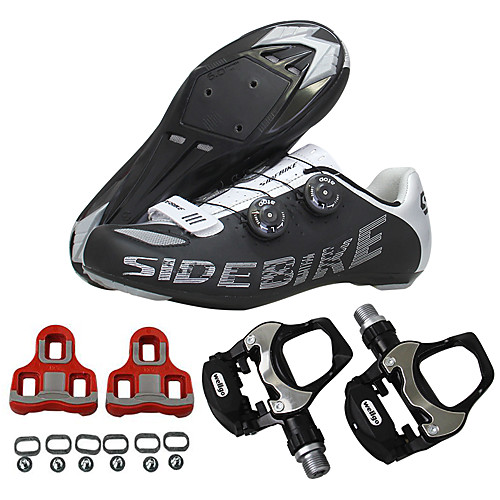 

SIDEBIKE Men's Bike Shoes Road Bike Shoes Nylon, Fiberglass, Air-flow vents, Non-Slip tread Road Cycling Cycling / Bike Anti-Slip Wearable Synthetic Microfiber PU Red / White Silver / Black